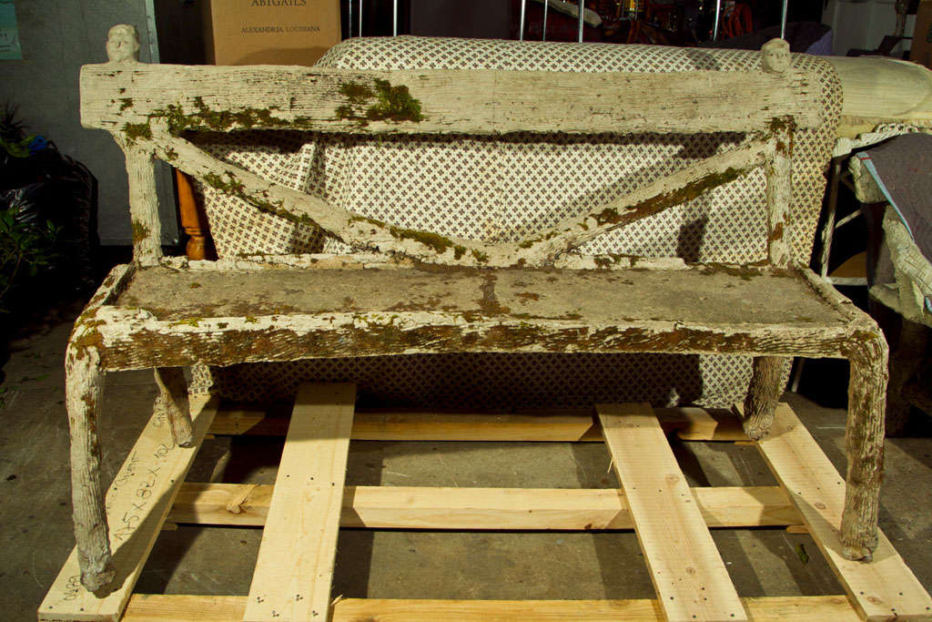 Mid-20th Century Vintage French Faux Bois Garden Bench