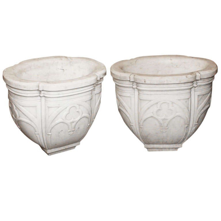 Pair of French Marble Holy Water Fonts