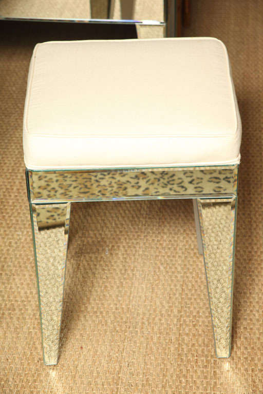 Contemporary French Style  Mirrored Stool