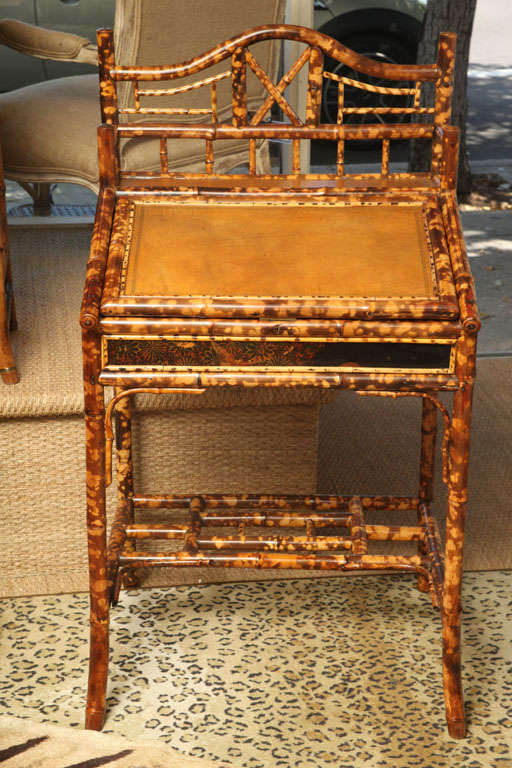 Very Fine 19th Century English Bamboo Lift Top Writing Desk At 1stdibs