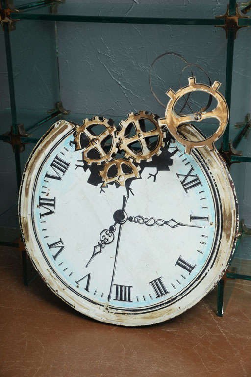 American Metal Clock Sculpture