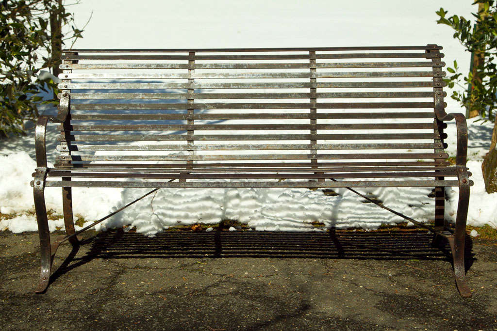 Wrought Iron Slat Garden Bench