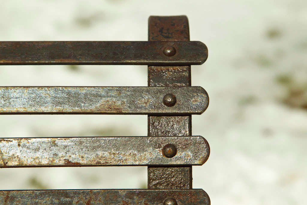 Wrought Iron Slat Garden Bench at 1stDibs