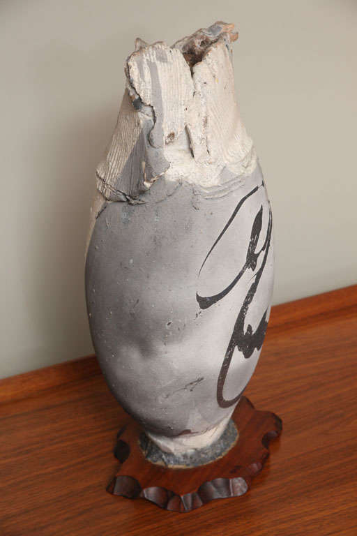 Monumental Paul Soldner Raku Pedestal Vase In Good Condition In Miami, FL