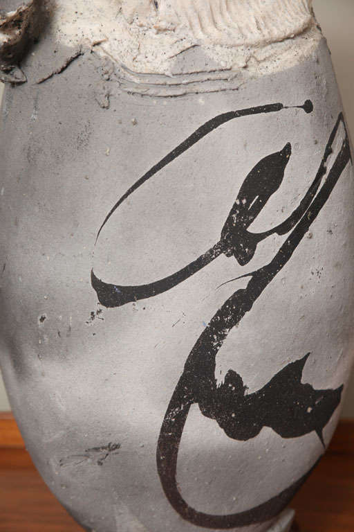 Pottery Monumental Paul Soldner Raku Pedestal Vase