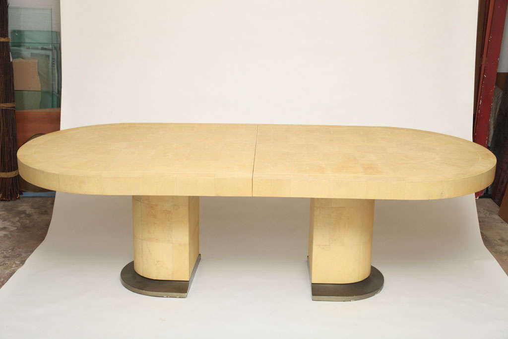Ron Seff Dining Table ,shagreen over wood.

2 leaves each 20