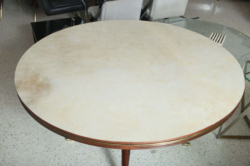 Italian Modern Parchment and Mahogany Dining/Center Table, Paolo Buffa In Excellent Condition In Hollywood, FL