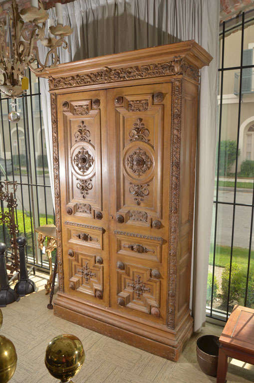 carved walnut double door cabinet
