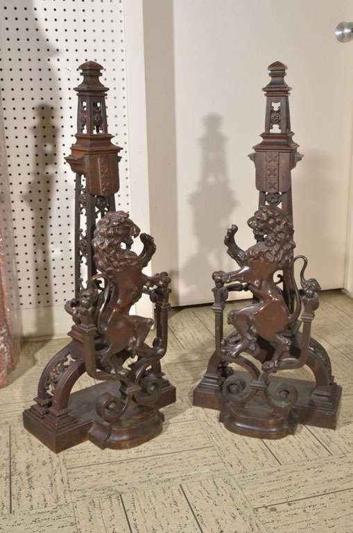 pair bronze andiron