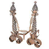 pair of iron andirons