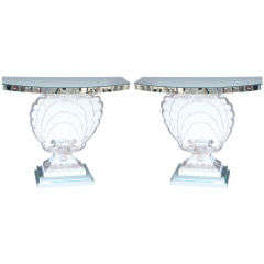 Pair Scallop Shell Console Tables by Grosfeld House
