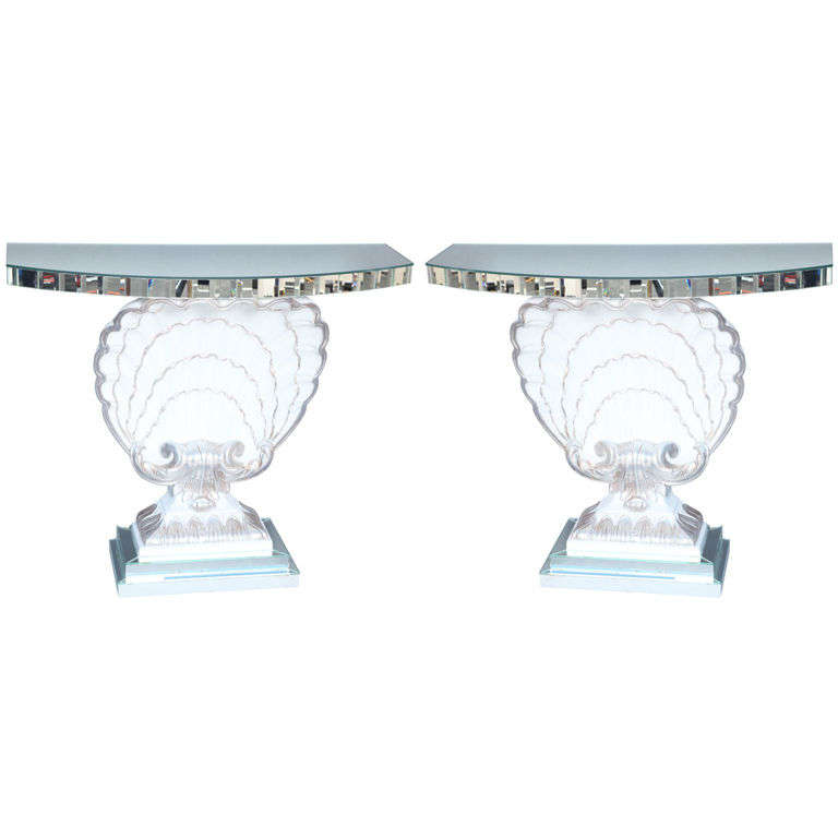Pair Scallop Shell Console Tables by Grosfeld House