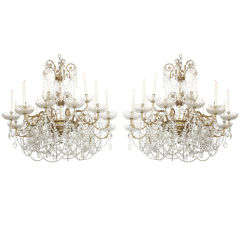 Pair of 18-Light Grand Chandeliers from Ritz Carlton Palm Beach