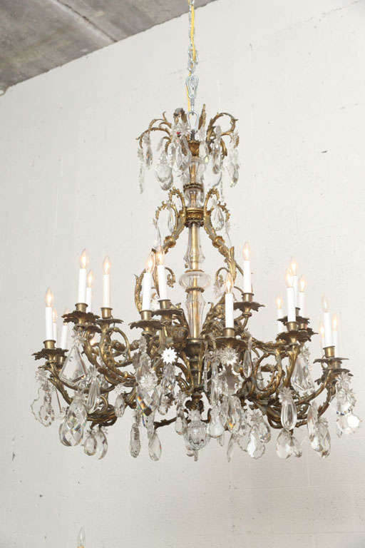 Grand Bronze & Crystal 25 Light Chandelier/Ritz Carlton Hotel