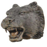Carved Wood Panther Trophy Head