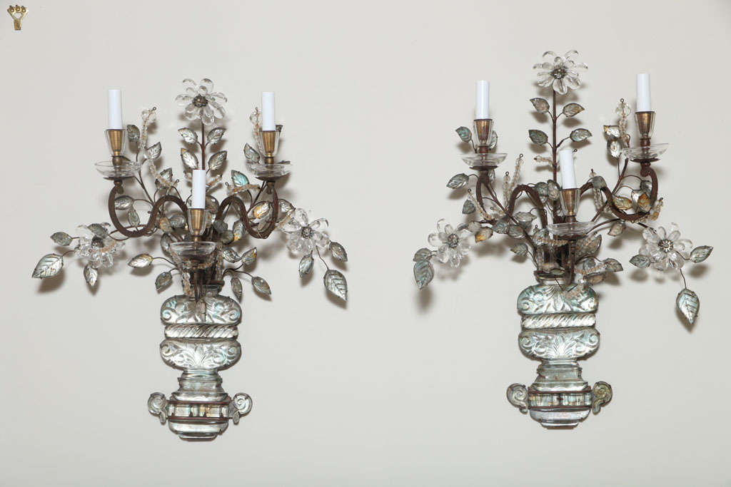 Pair  of Bagues Floral Sconces c. 1900