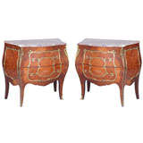 Pair of Inlaid Bombe Commodes