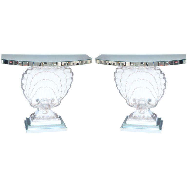 Pair Scallop Shell Console Tables by Grosfeld House at 1stDibs