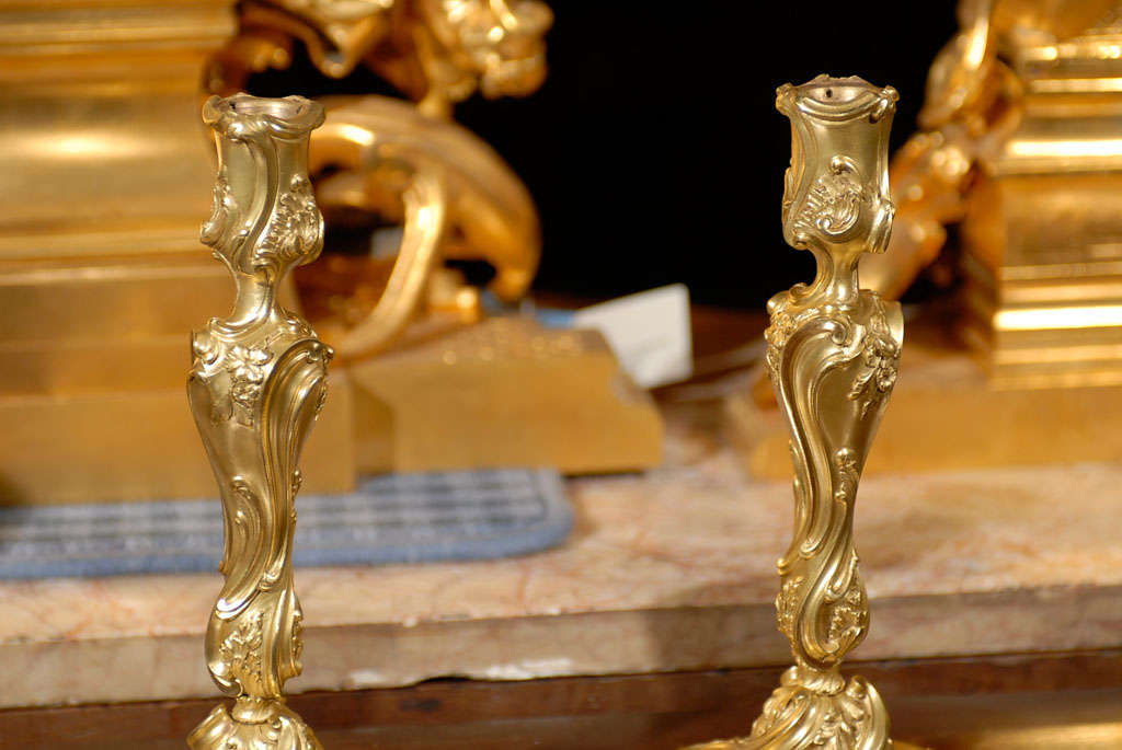 19th Century Gilt bronze candlesticks