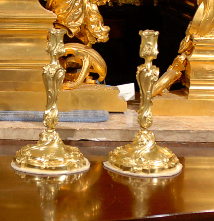 Gilt bronze candlesticks 6