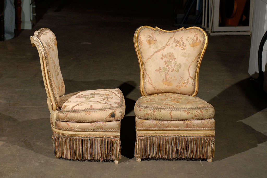 Upholstery Pair of 19th Century Fireside Slipper Chairs