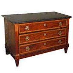 Antique French Directoire mahogany marble top commode. 6