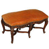 Antique French carved walnut bench