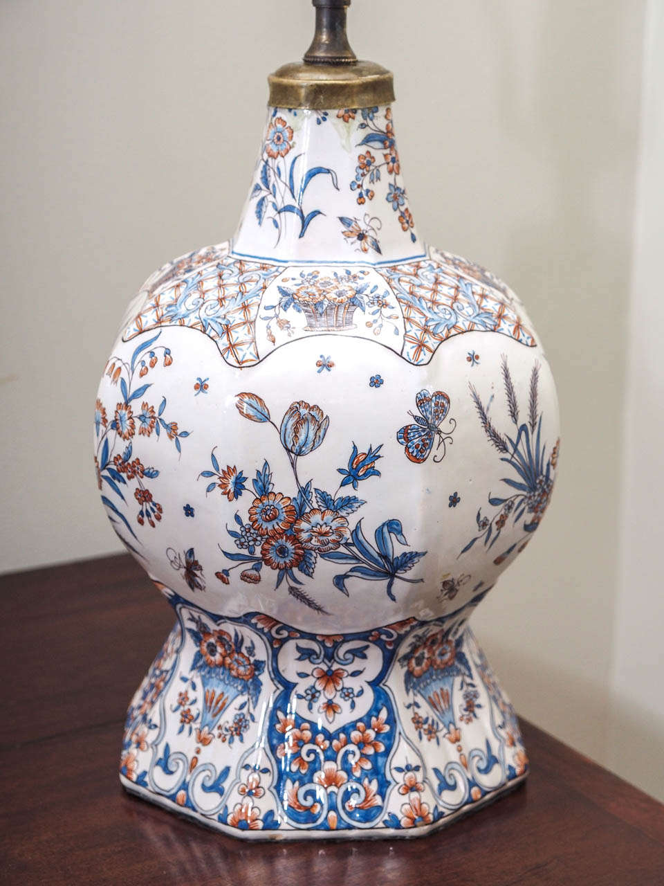 French 19c. Faience Vase Mounted as a Lamp For Sale