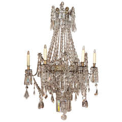19th Century Repousse and Lead Crystal Chandelier with a Scallop Shell Crown