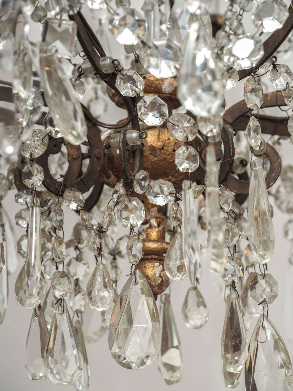 Tole, Crystal and Giltwood Chandelier 1