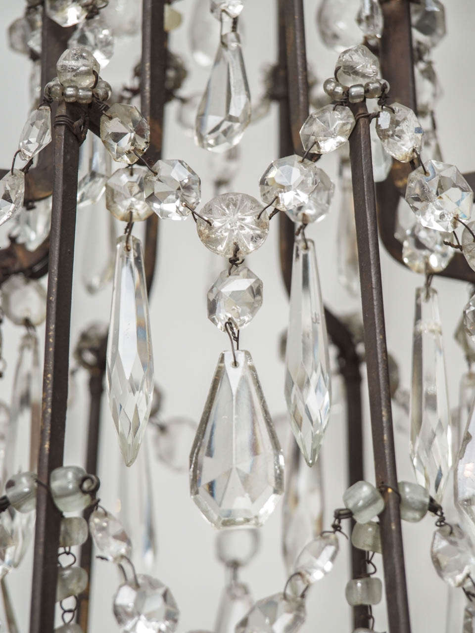 Tole, Crystal and Giltwood Chandelier 3