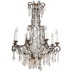 Tole, Crystal and Giltwood Chandelier
