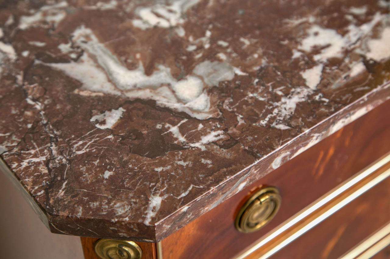 French A Sweet Three Drawer Crotch Mahogany Commode by Jansen