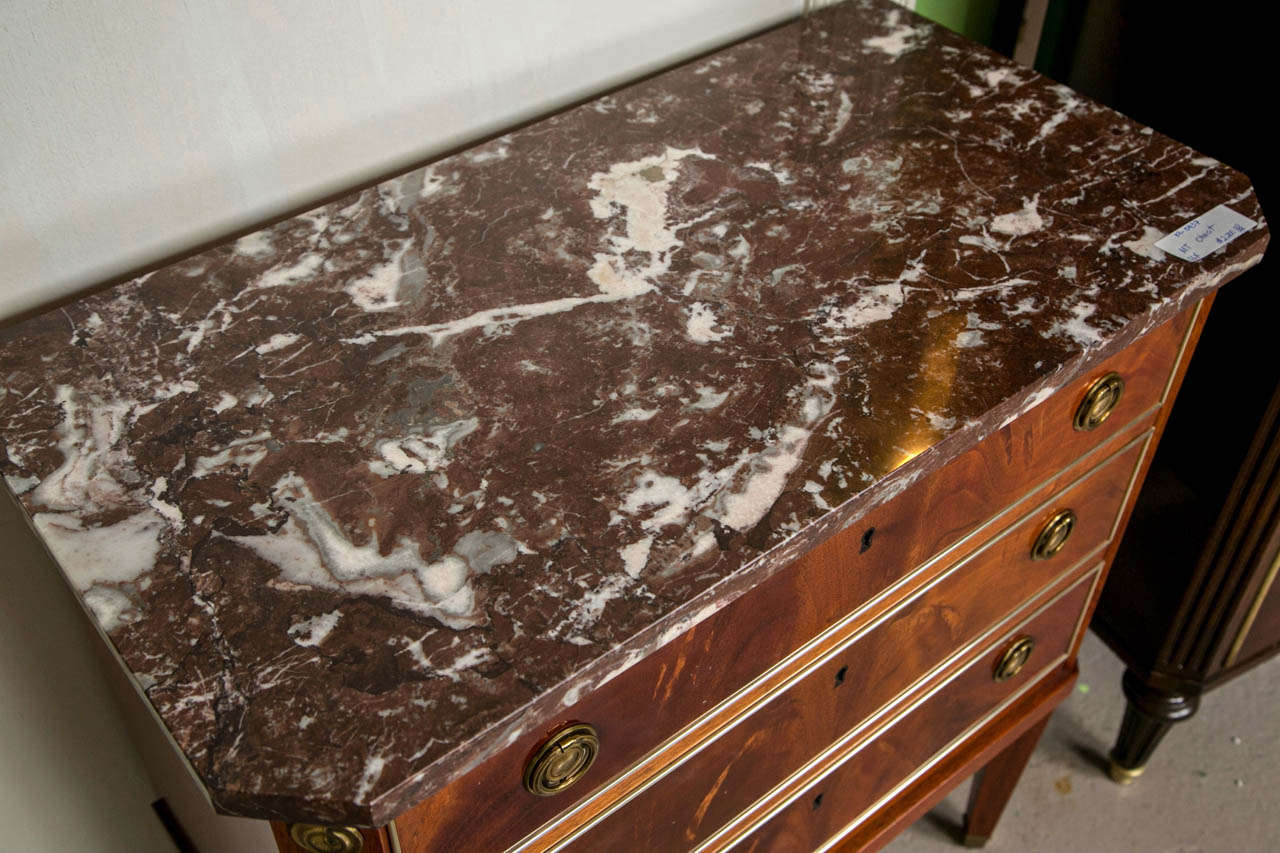 Louis XVI A Sweet Three Drawer Crotch Mahogany Commode by Jansen