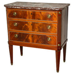 A Sweet Three Drawer Crotch Mahogany Commode by Jansen