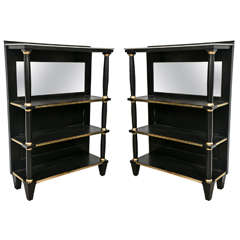 Pair of Ebonized Jansen Four-Tier Shelves Bookcases