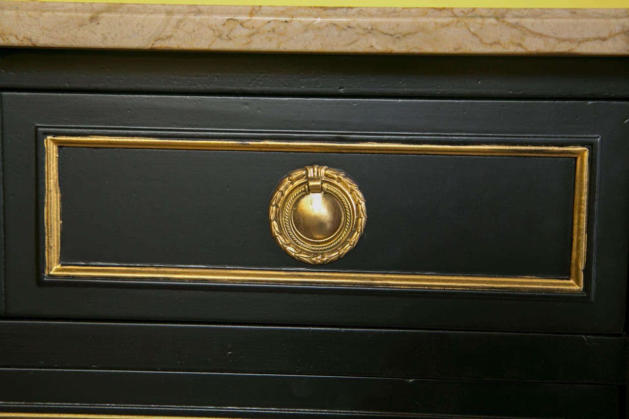 French Ebonized Marble-Top Commode by Maison Jansen For Sale