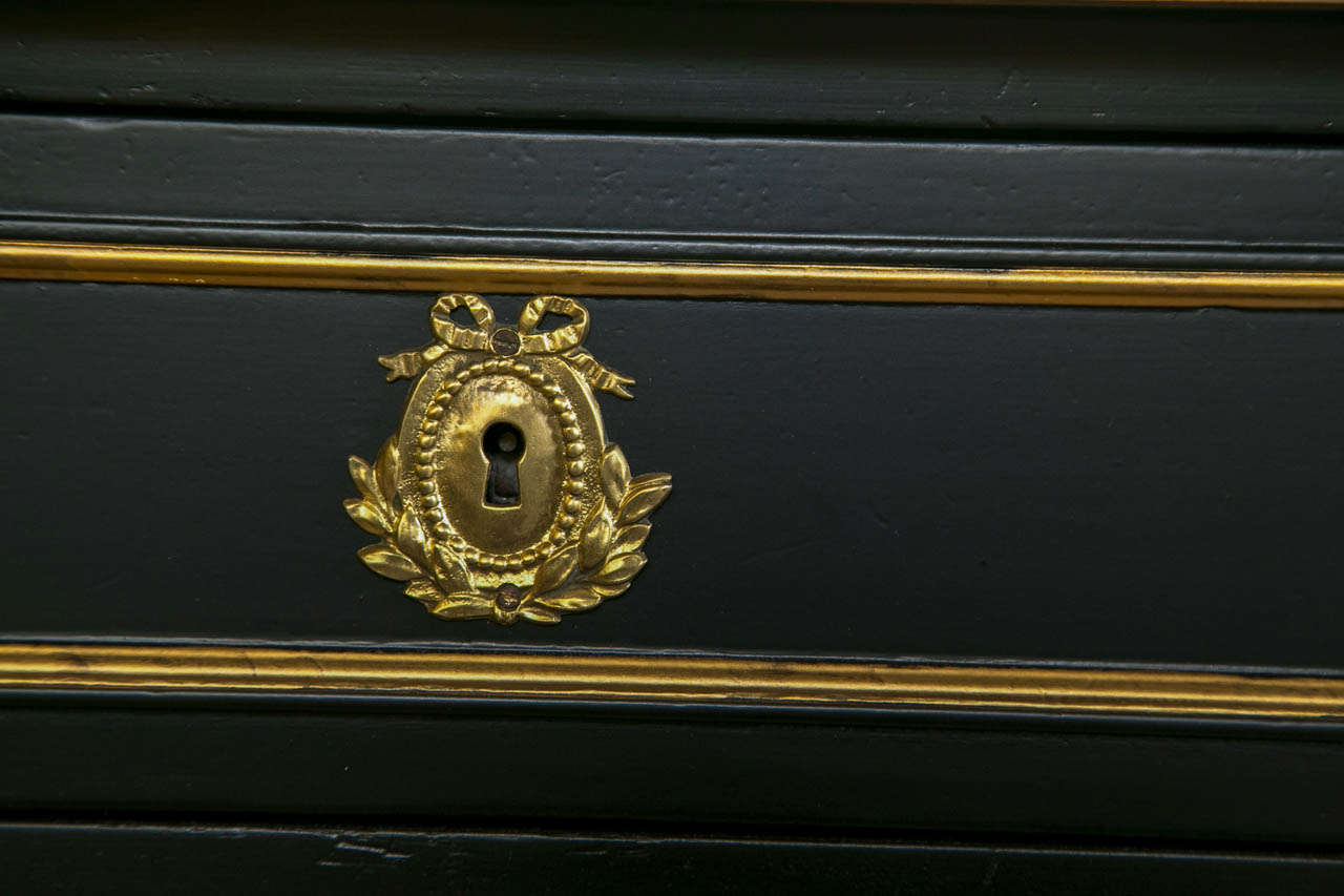 Ebonized Marble-Top Commode by Maison Jansen In Good Condition For Sale In Stamford, CT