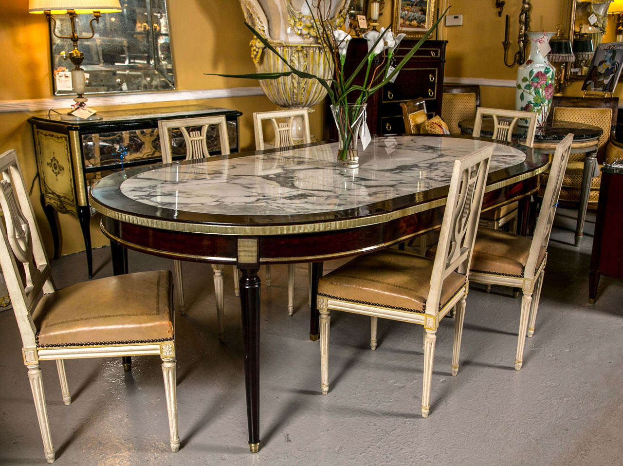 A Two Leaf Marble Top Dining Table by Maison Jansen 1
