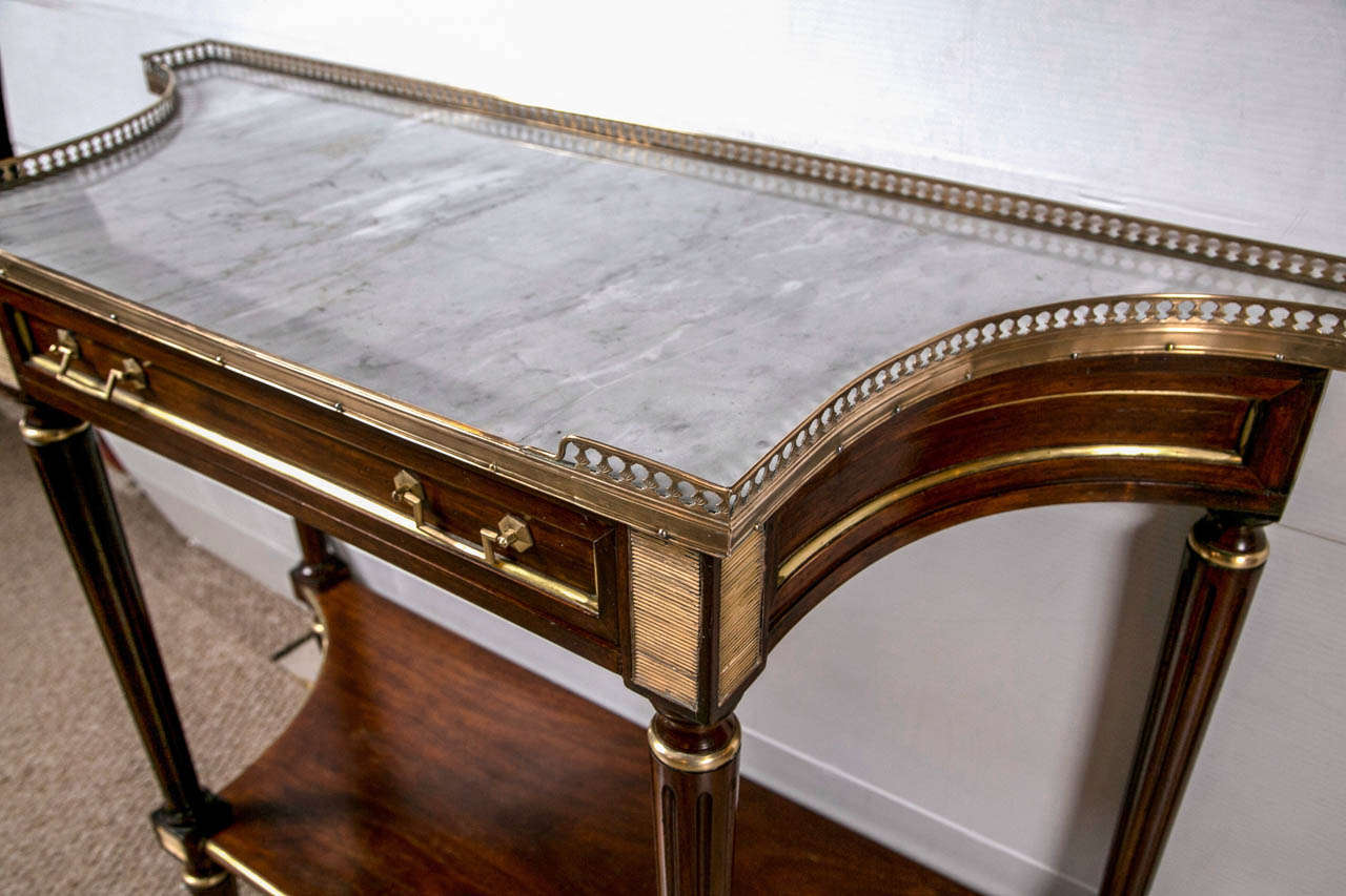Louis XVI  Style Console Deserte Marble Top Stand by Jansen In Good Condition In Stamford, CT