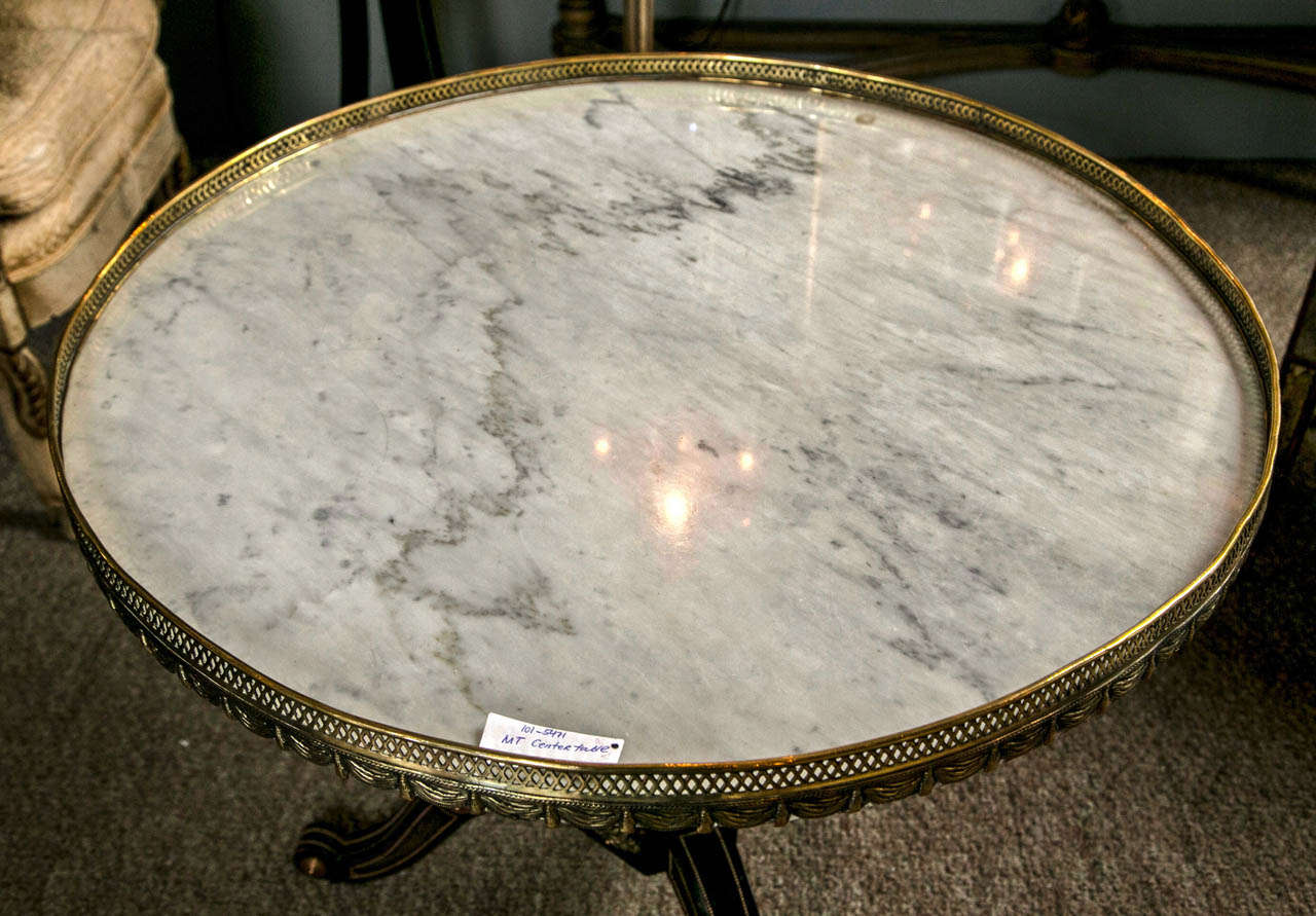 Russian Neoclassical Style Ebonized Centre Marble Top Table by Maison Jansen In Good Condition For Sale In Stamford, CT