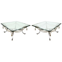 Fine Tassel and Ribbon Form Brass And Steel Coffee Low Table