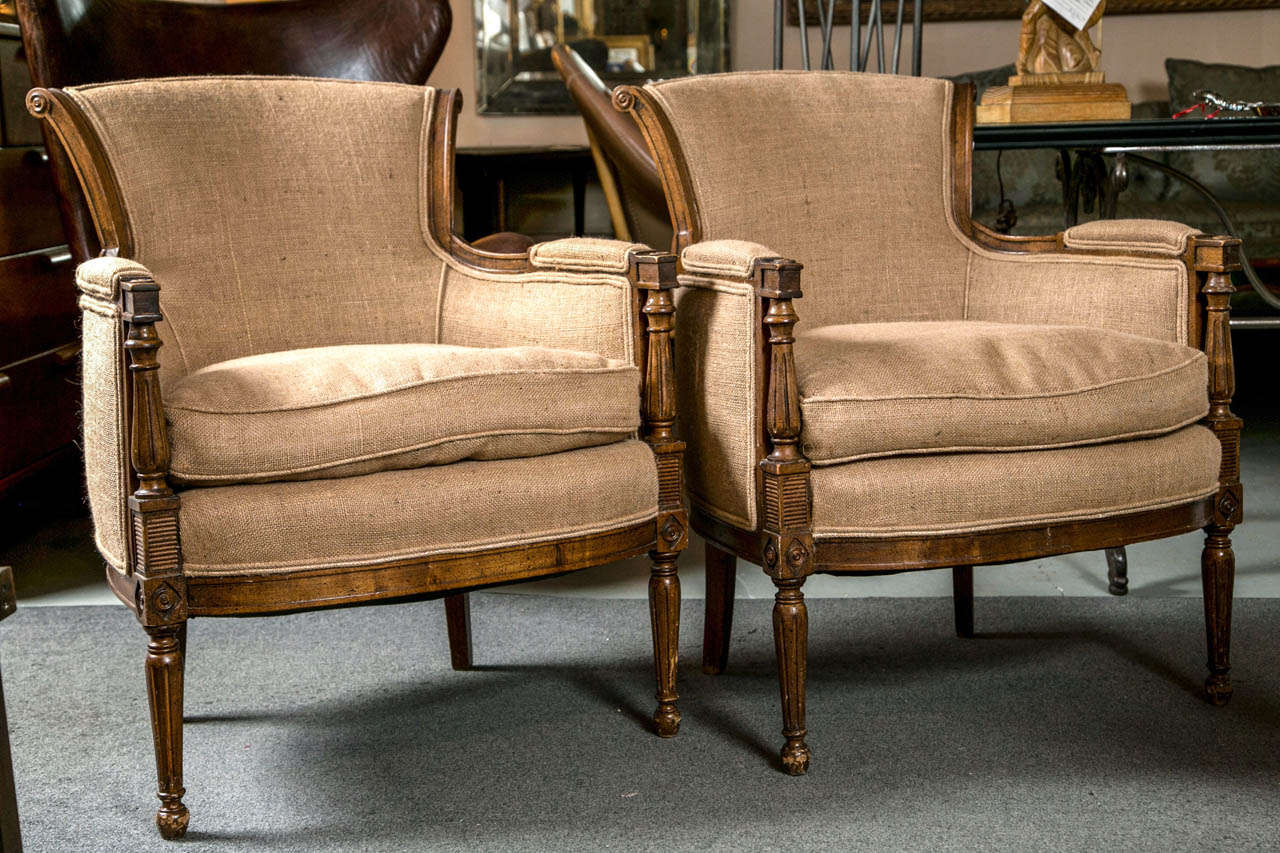 Pair of Louis XVI Style Maison Jansen Bergeres