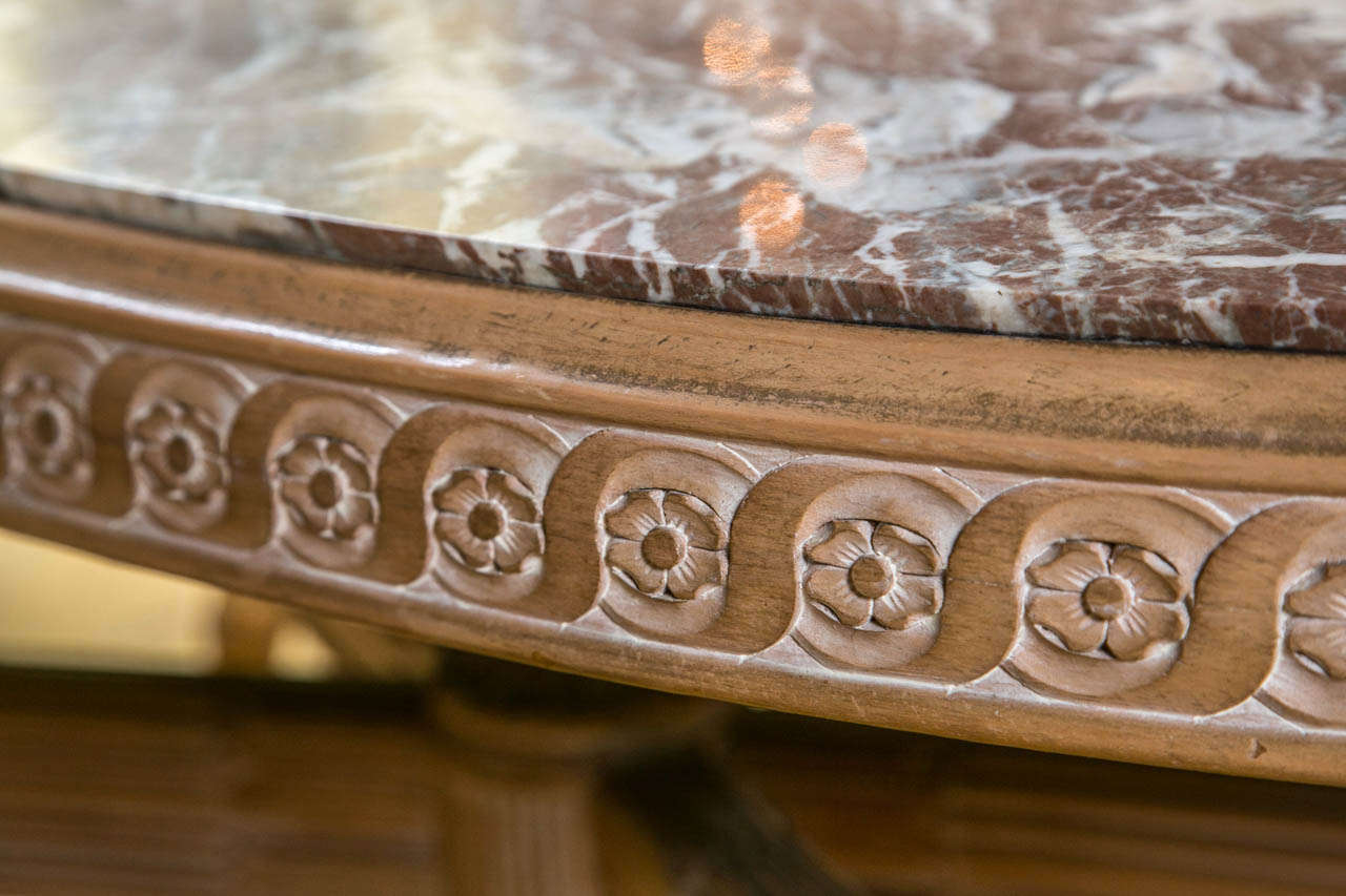 Hollywood Regency Style Finely Carved And Detailed Coffee Low Table Marble Top 1