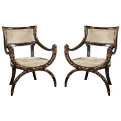 Pair of Italian Curule Armchairs