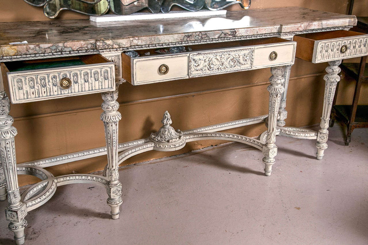 Louis XVI Style Swedish Paint Decorated Sideboard Console 3