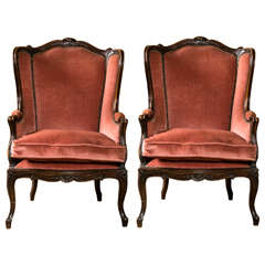 Pair of Louis XV Style Wingback Chairs