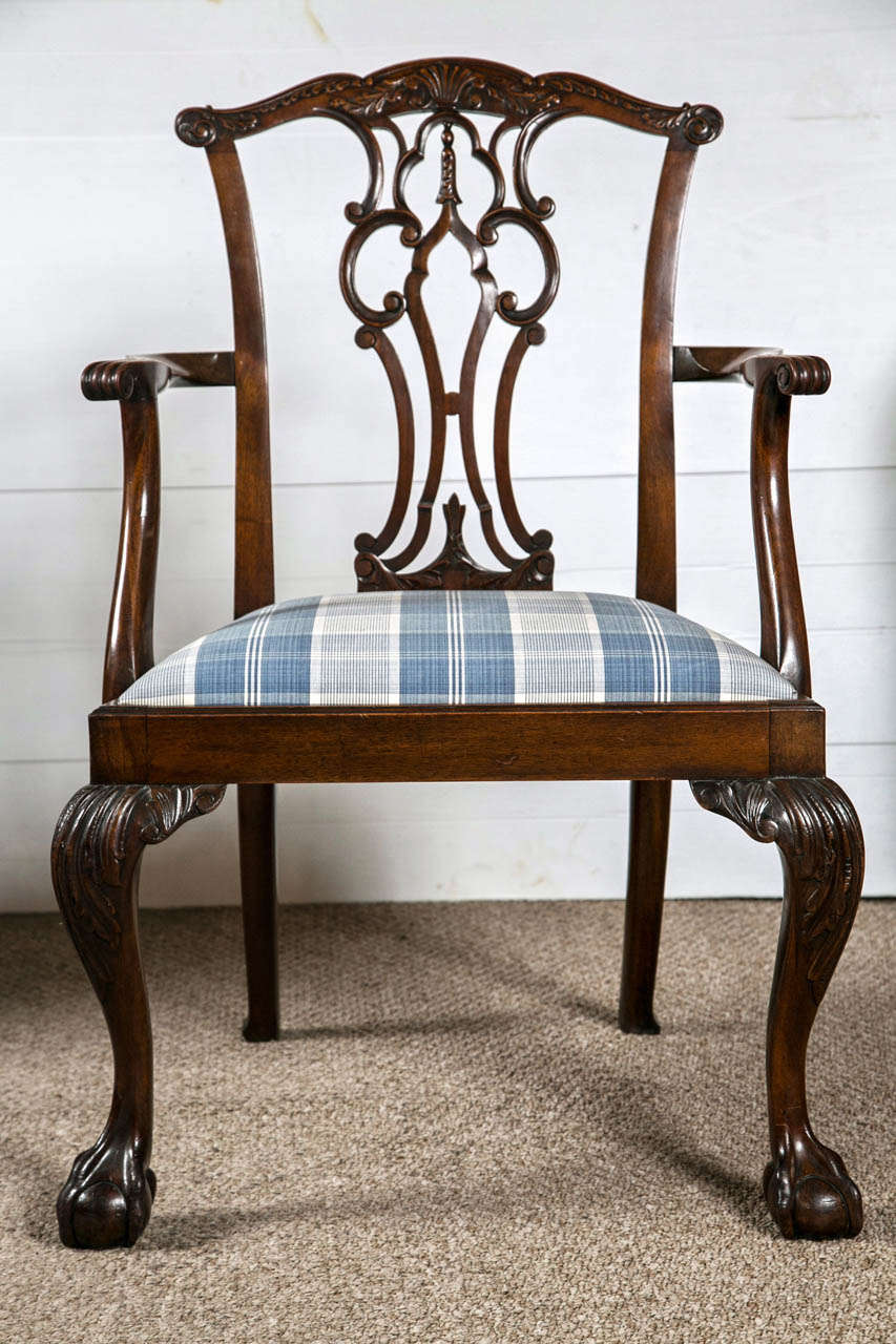 English Set of Eight Chippendale Dining Chairs with Ball and Claw Feet