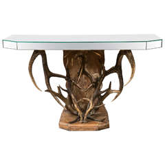 Antler and Mirror Decorated Console Table 6