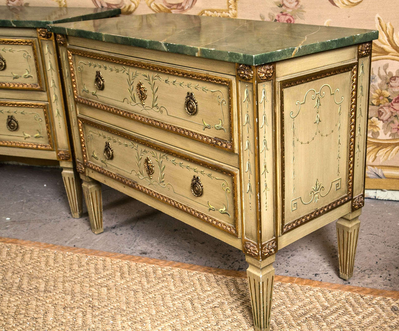 Fine Pair of Julia Gray Painted Italian Chests 1